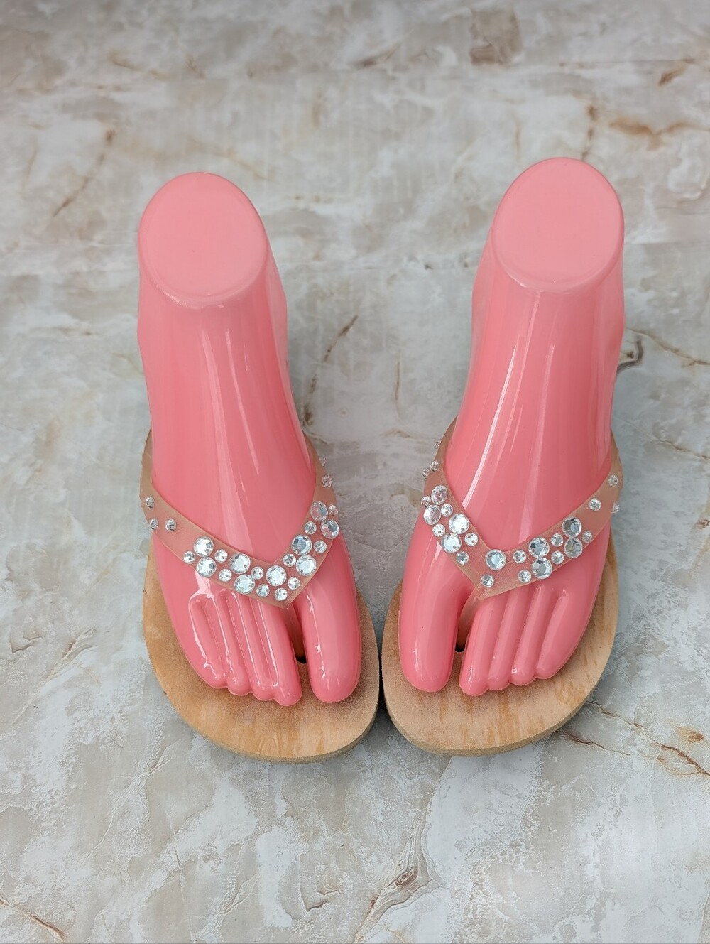 Skechers Pink Rhinestone Toe-Post Sandals Sz 5.5